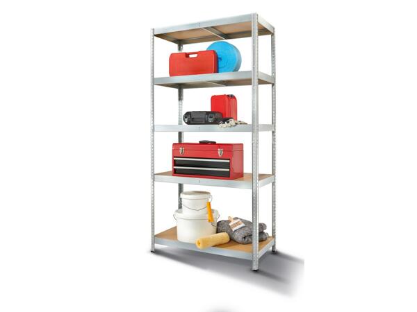 Metal shelving unit with 5 shelves