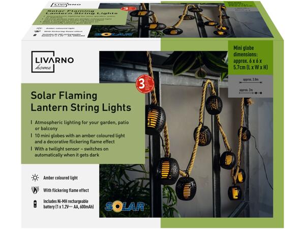 Solar Flaming Lantern String Lights