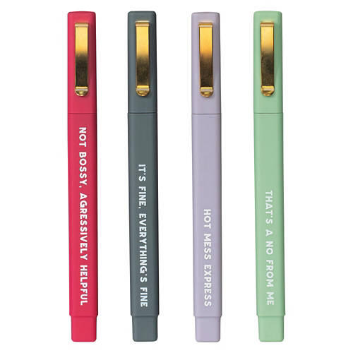 4 Pack Black Ink Quote Pens - Sarcastic