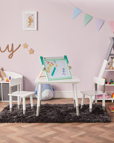 Children's Grey Table & Chairs Set