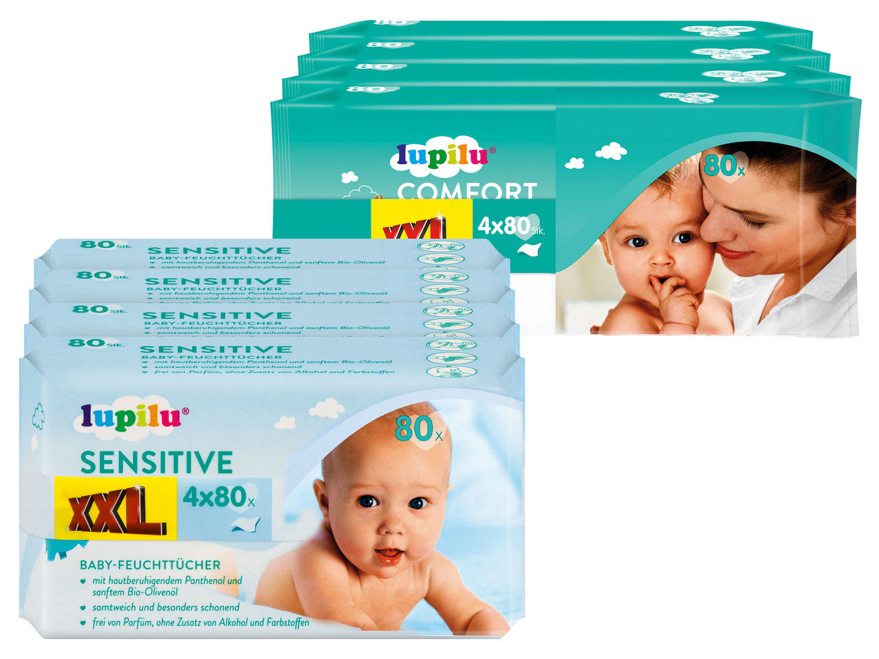 LUPILU Baby-Feuchttücher 4x 80 Stk.