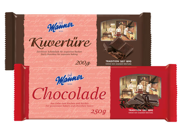 Manner Kuvertüre Zartbitter oder Haushaltsschokolade