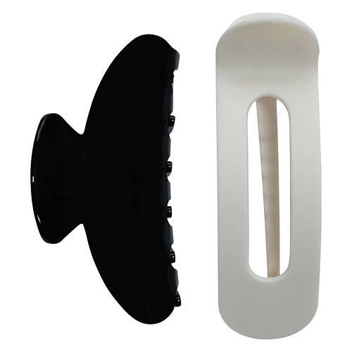 2 Pack Claw Clips, Black/Cream