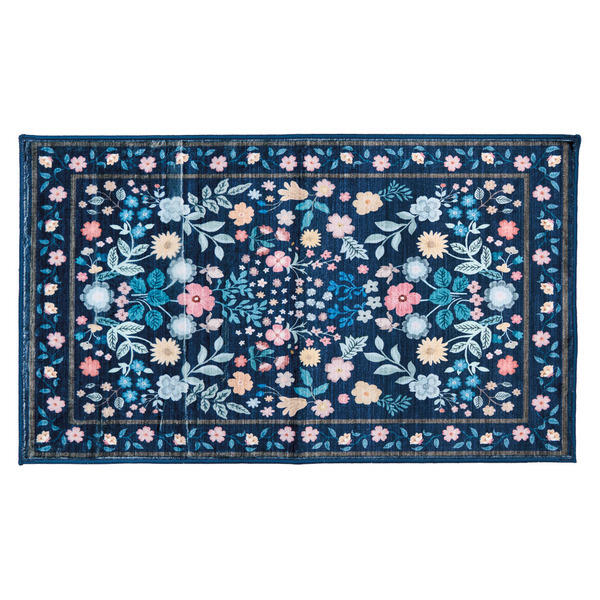 KIRKTON HOUSE Blue Floral Washable Kitchen Mat
