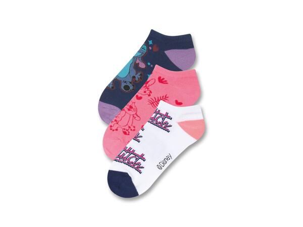 Girls' Trainer Socks "Frozen, Minnie Mouse, Stitch", 3 Pairs