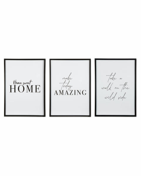 Black Frame Script Prints 3 Pack