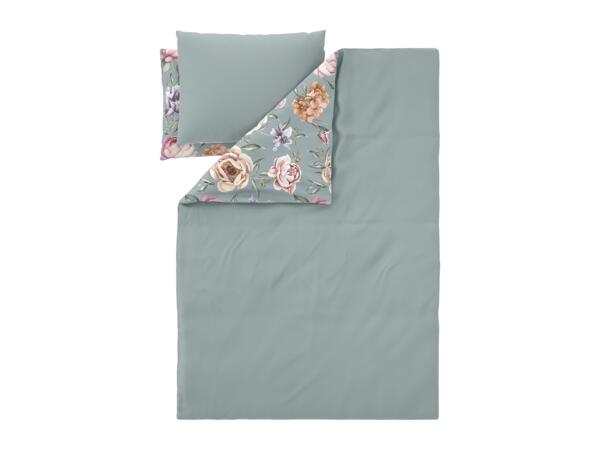 Microfibre Satin Duvet Cover Set With Floral Pattern - Double