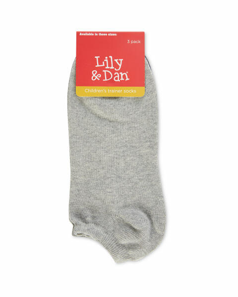 Kids' Grey 3 Pack Trainer Socks