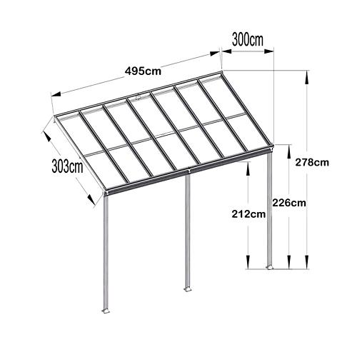 HOME DELUXE Terassenüberdachung Solis, grau, 495x303