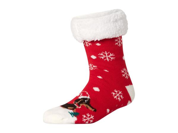 Adults' Red Fluffy Christmas Socks