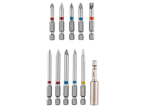 Drill bit set or bit set, 11 pieces