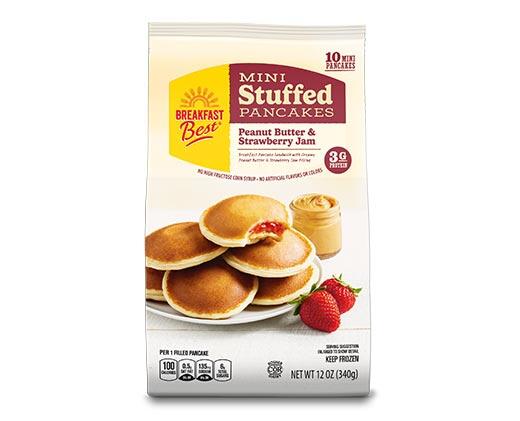 Breakfast Best Mini Stuffed Pancakes Chocolate Hazelnut or Strawberry Jam