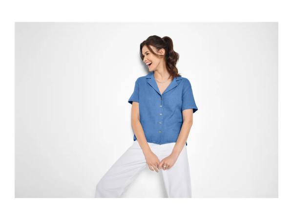 Ladies' Blue Cotton Muslin Blouse