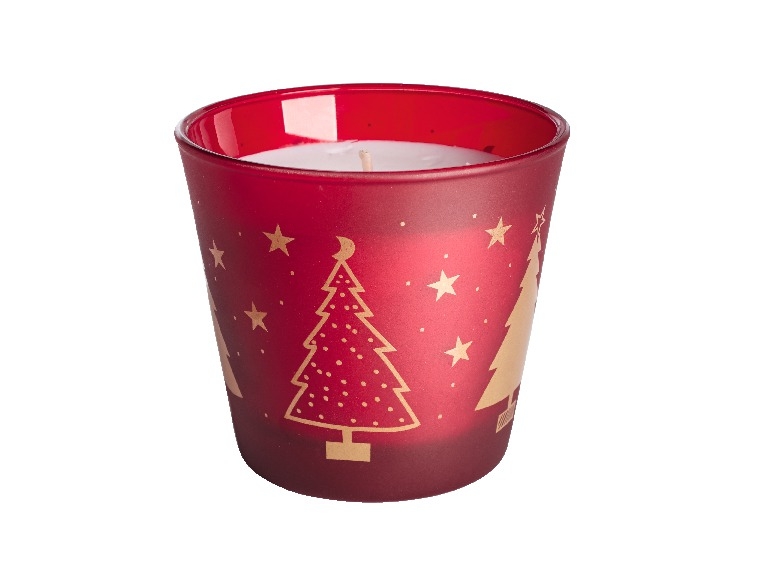 Kerze mit Weihnachtsmotiv