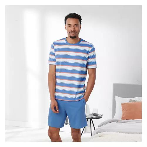Men's 2 Piece Shorty Pajamas - Stripe/ Light Blue, M