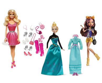 Mattel Barbie, Disney Frozen or Monster High Doll