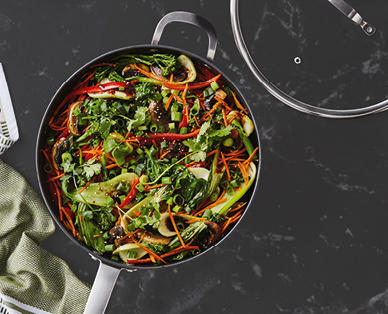 Hard Anodised Wok with Lid 32cm