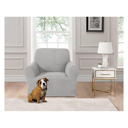 Super Soft Knit Armchair Cover, Light Gray