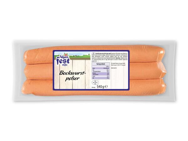 Røgede bockwurstpølser