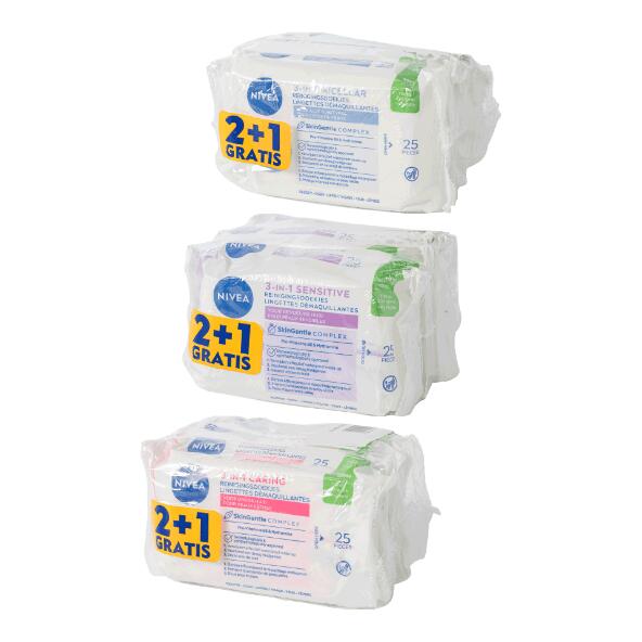 NIVEA(R) 				Gesichtsreinigungstücher, 3er-Packung