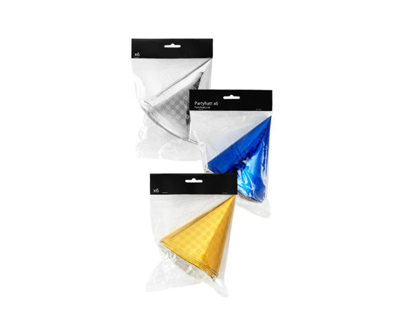 Partyhatt silver, 6-pack