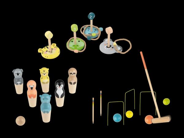 Quilles/croquet/jeu de lancer d'anneaux
