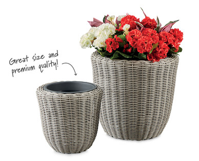 Rattan Effect Round Plant Containers†
