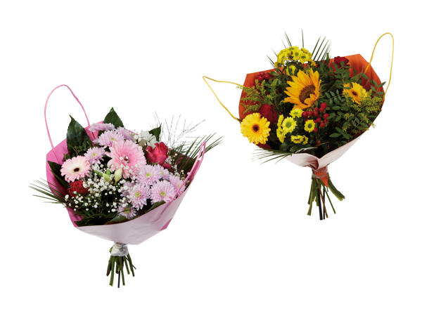 Bouquet de fleurs dans un sachet