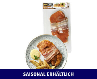 BBQ 
 SCHWEINSHUFTSTEAK MIT SPECK