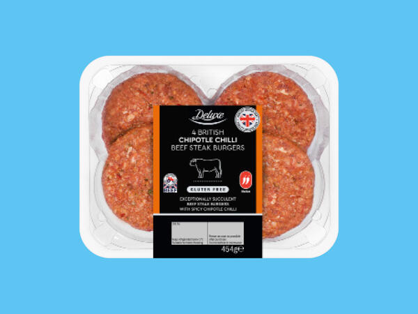 Deluxe 4 Chipotle Chilli British Beef Steak Burgers