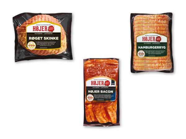 Hamburgerryg, røget bacon eller røget skinke