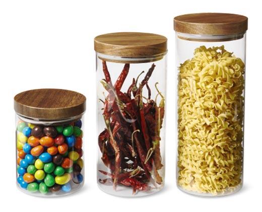 Crofton Glass Canister Set with Acacia Lids - Aldi - US - Specials archive