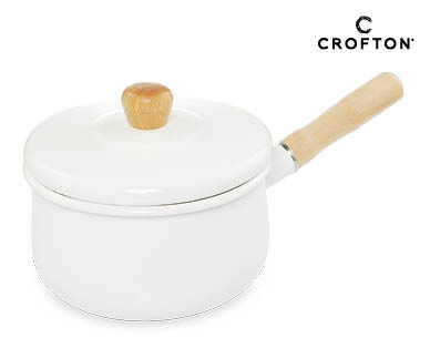 16cm Enamel Saucepan with Wooden Handle