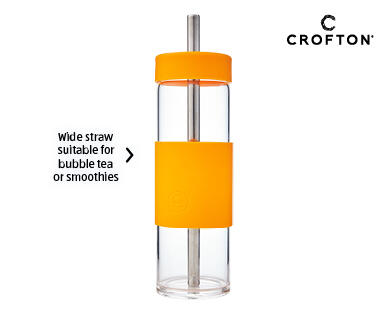 Glass Smoothie Bottle with Wide Straw