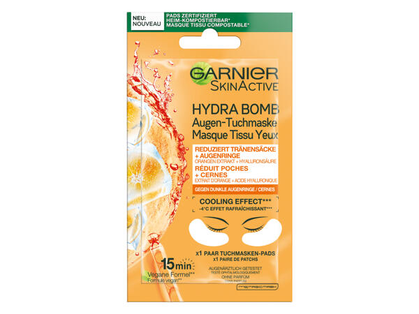 Garnier Augenmaske Hydra Bomb Orange/ Tuchmaske schwarze Alge