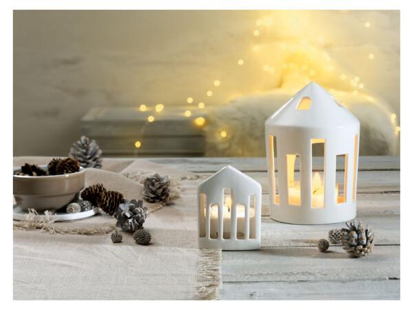 Porcelain Tealight Holder Set or Decorative Christmas Trees, 2 pieces