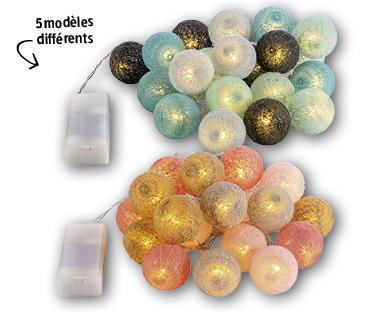 Guirlande lumineuse LED à sphères en tissu