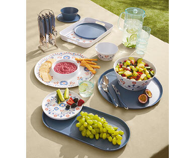 Melamine Dinner Plates 4pk, Chip and Dip Platter 1pk, Salad Bowl 1pk or Oval Platter 1pk