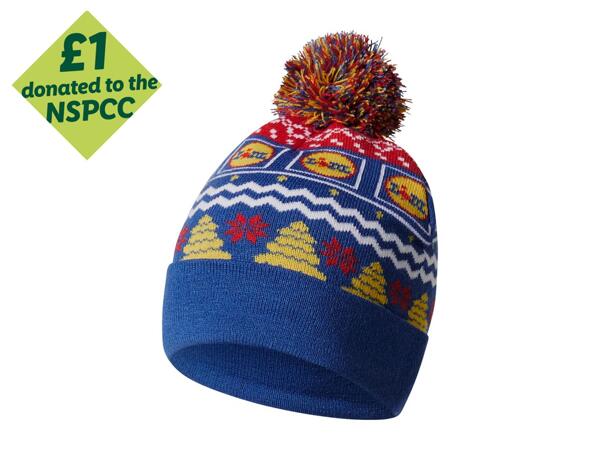 Adults' Blue Lidl Knitted Bobble Hat