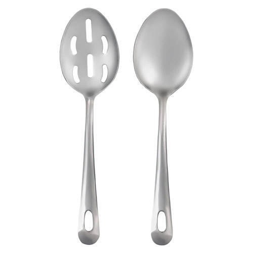 2 Piece Stainless Steel Serving Utensils - Solid/Slotted Spoon