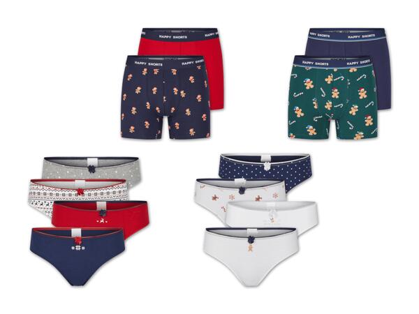 Damen Slips, 4 Stück/Herren Boxershorts, 2 Stück
