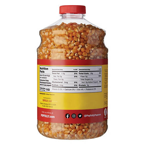 Gluten Free Yellow Popcorn Kernels, 45 oz