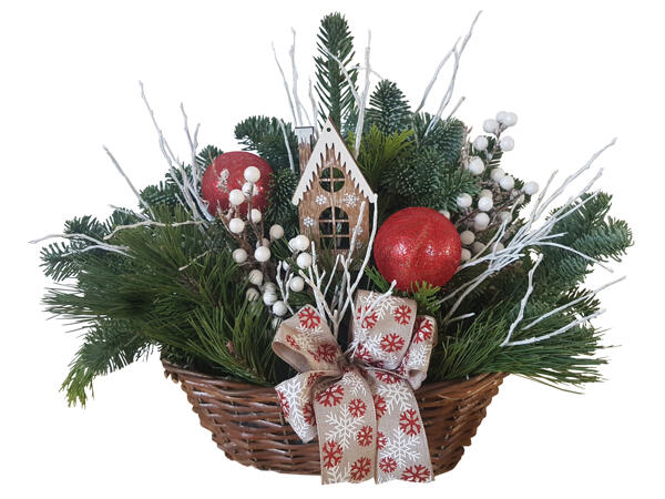 Weihnachtsgesteck im Korb
