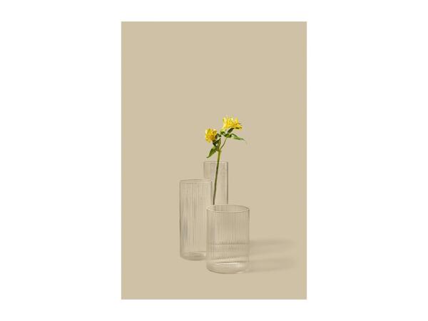 Livarno Ribbed Glass Vase Set - 3 Pieces
