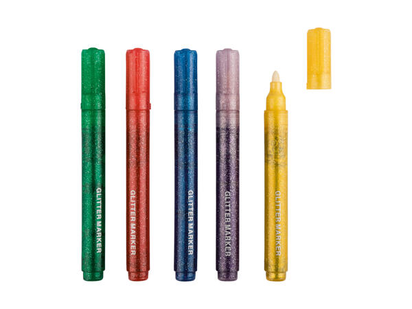 Feutres à paillettes, lot de 5
