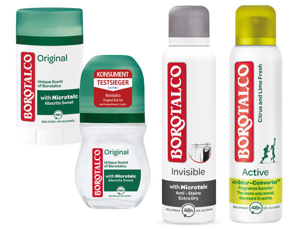 Borotalco Deo Spray, Deo Roll On oder Stick