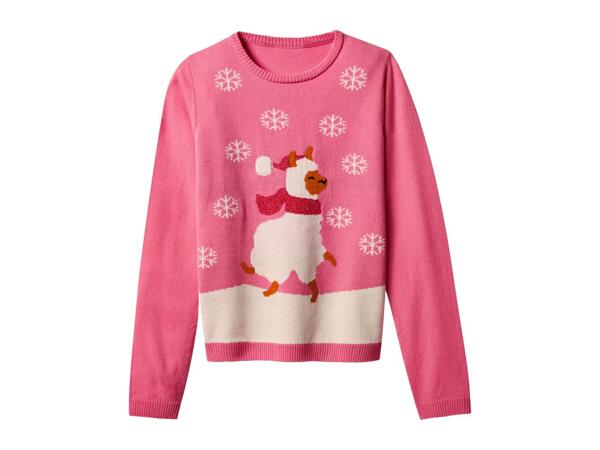 Esmara Older Kids' Pink Premium Christmas Jumper With Lights