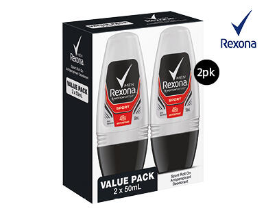Rexona Men's Antiperspirant Roll On Deodorant 2 x 50ml