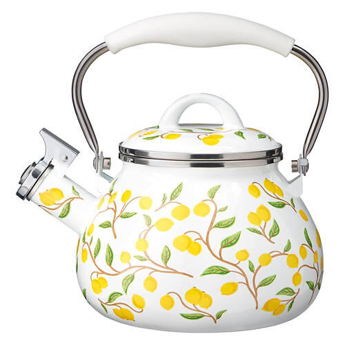 2.3 Qt. Porcelain Enamel Tea Kettle, Lemon