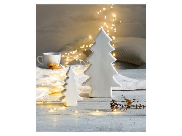 Porcelain Tealight Holder Set or Decorative Christmas Trees, 2 pieces